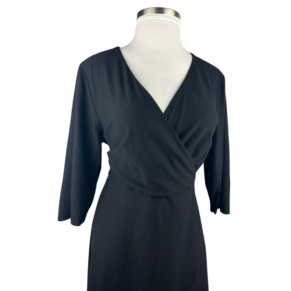 Eileen Fisher Faux Wrap Dress Black Stretch Slinky Jersey Women's Plus Size 1X - Picture 11 of 15
